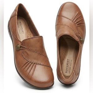 Rockport Cobb Hill Paulette Tan Leather Button Loafers Size 6